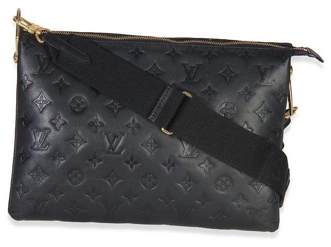 Coussin MM in agnello nero goffrato con monogramma Louis Vuitton - vista 2