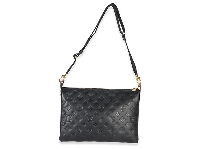 Coussin MM in agnello nero goffrato con monogramma Louis Vuitton - vista 5
