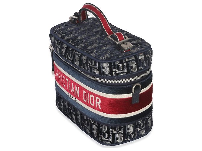Beauty case Diortravel in velluto obliquo blu rosso Christian Dior - vista 3