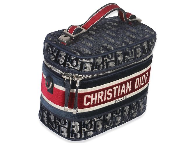 Beauty case Diortravel in velluto obliquo blu rosso Christian Dior - vista 4
