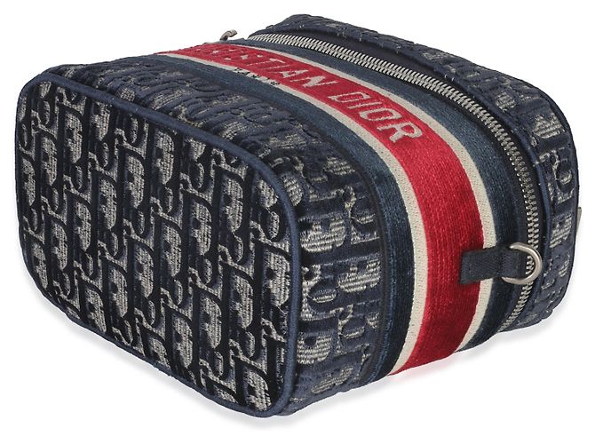 Beauty case Diortravel in velluto obliquo blu rosso Christian Dior - vista 6