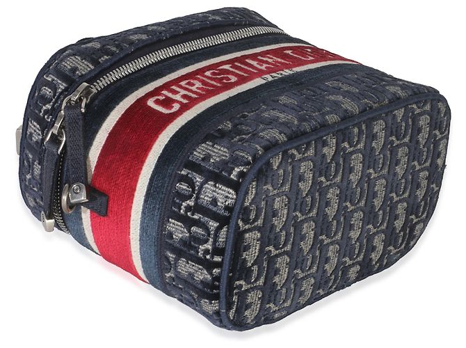 Beauty case Diortravel in velluto obliquo blu rosso Christian Dior - vista 7