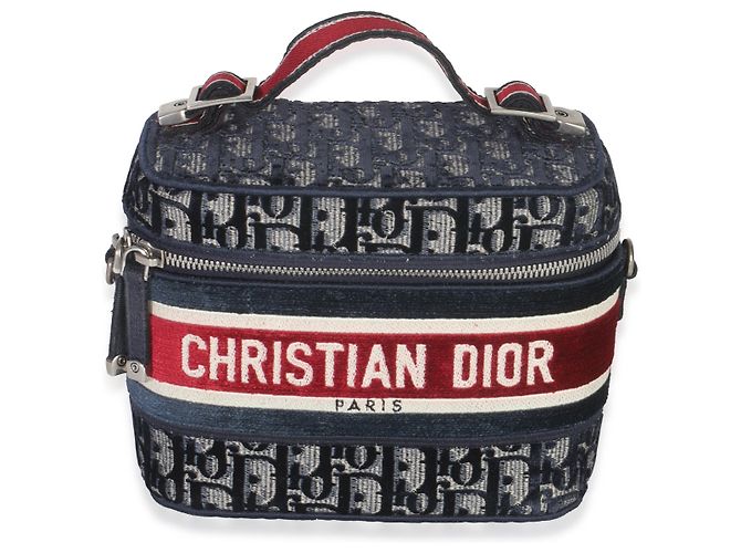Beauty case Diortravel in velluto obliquo blu rosso Christian Dior - vista 8