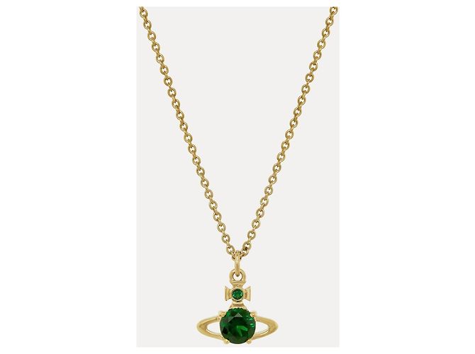 Vivienne Westwood Colar com Pingente Reina Dourado Verde - vista 2