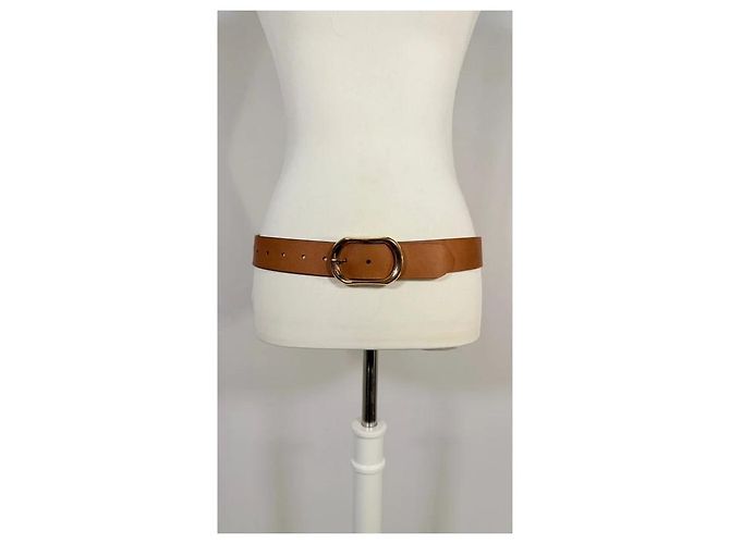 J.Crew Ceinture en cuir marron boucle ovale doré - vue 2