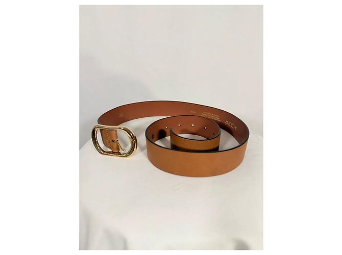 J.Crew Ceinture en cuir marron boucle ovale doré - vue 3