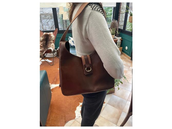 Borsa Hermès Tsako in pelle marrone - vista 6