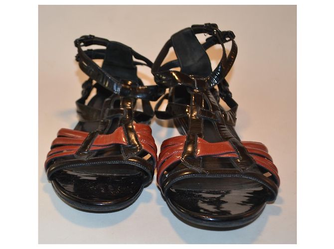 Sandali piatti bicolore in vernice Bottega Veneta Multicolore - vista 3