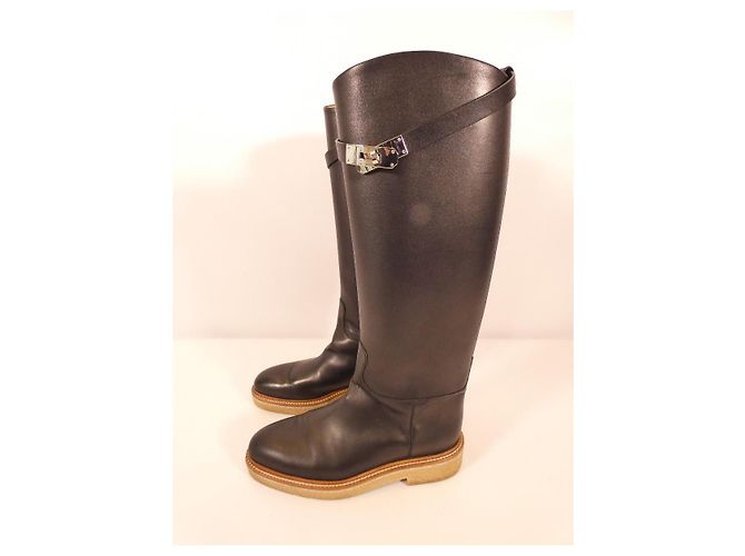 Kelly Botas Hermès "Faustine" negras, talla 39 Negro - vista 9
