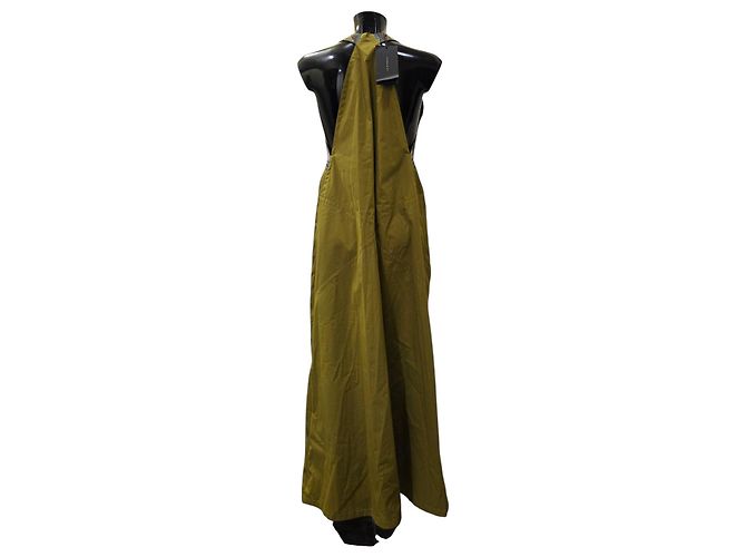 Vestido trapezoide Bottega Veneta de algodón caqui - vista 12