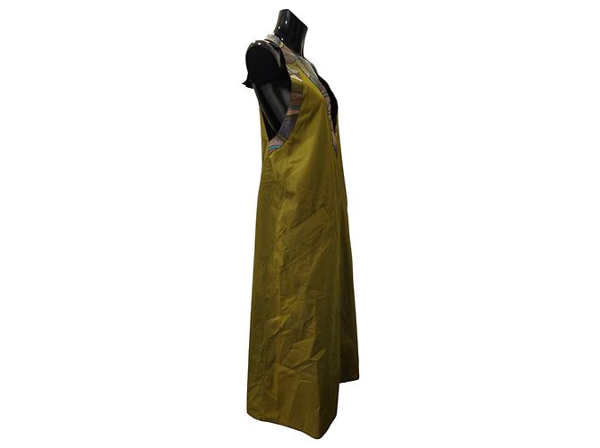 Vestido trapezoide Bottega Veneta de algodón caqui - vista 13