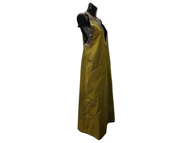 Vestido trapezoide Bottega Veneta de algodón caqui - vista 2