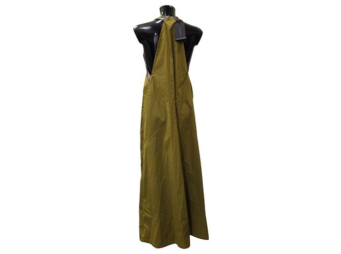 Vestido trapezoide Bottega Veneta de algodón caqui - vista 3