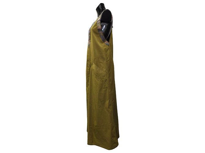 Vestido trapezoide Bottega Veneta de algodón caqui - vista 4
