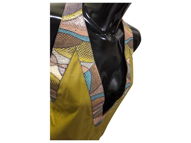 Vestido trapezoide Bottega Veneta de algodón caqui - vista 5