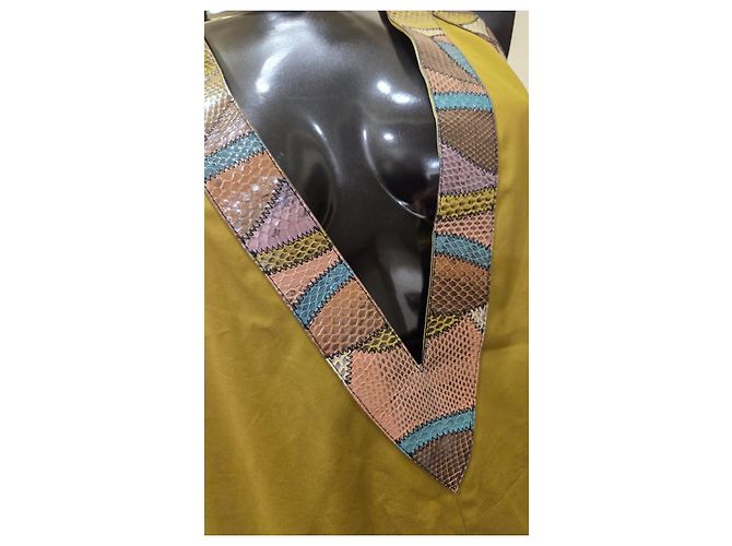 Vestido trapezoide Bottega Veneta de algodón caqui - vista 8