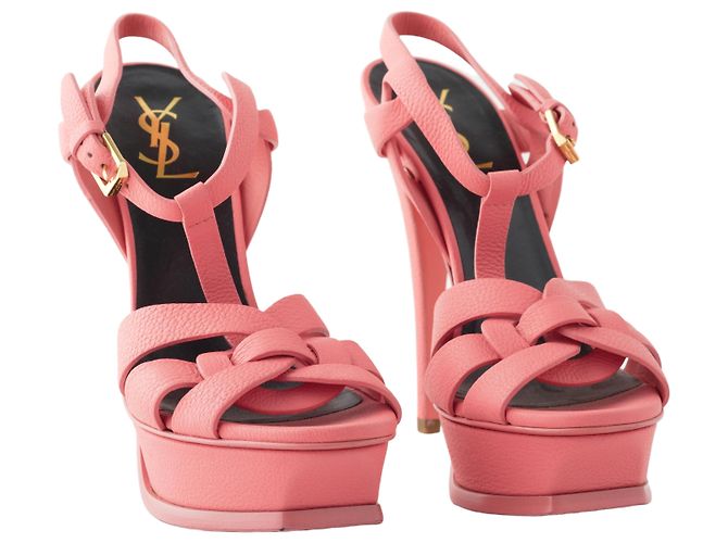 Sandali T-Strap in pelle Yves Saint Laurent Rosa - vista 2