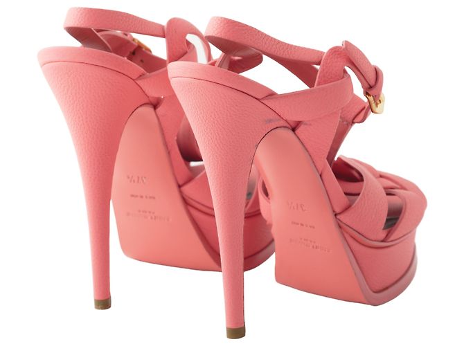 Sandali T-Strap in pelle Yves Saint Laurent Rosa - vista 3