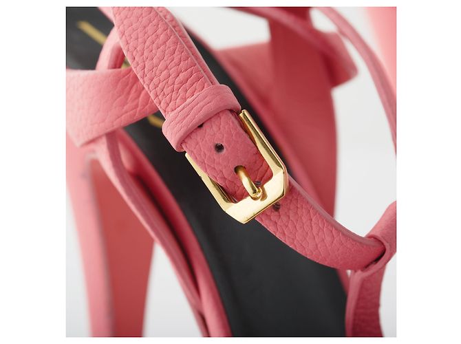 Sandali T-Strap in pelle Yves Saint Laurent Rosa - vista 5