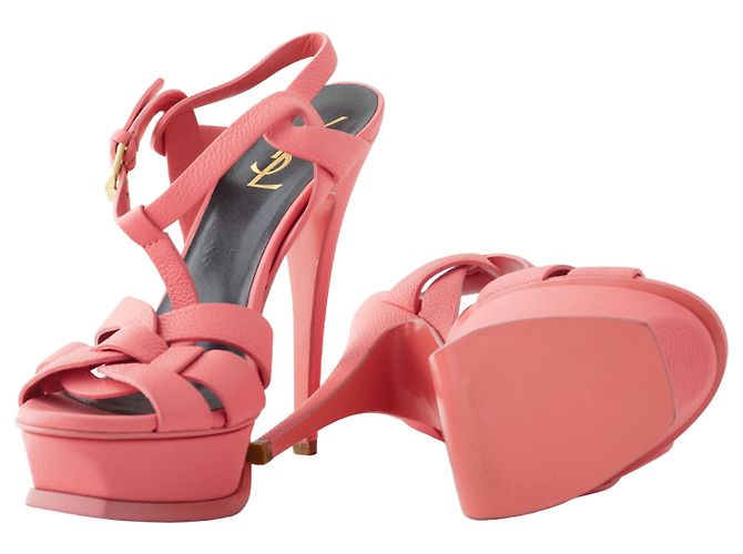 Sandali T-Strap in pelle Yves Saint Laurent Rosa - vista 7
