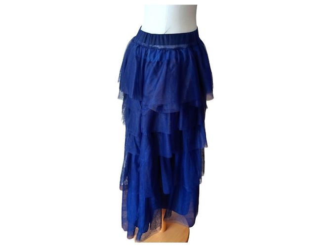 Autre Marque Gonna in cotone blu - vista 2