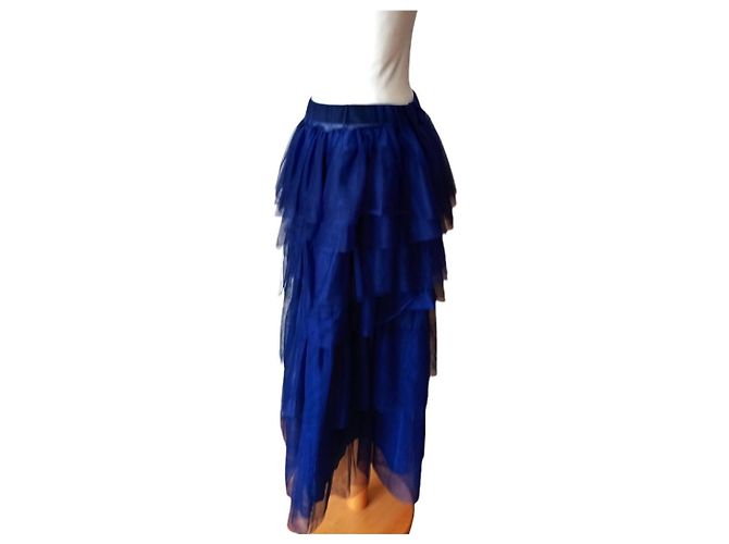 Autre Marque Gonna in cotone blu - vista 3
