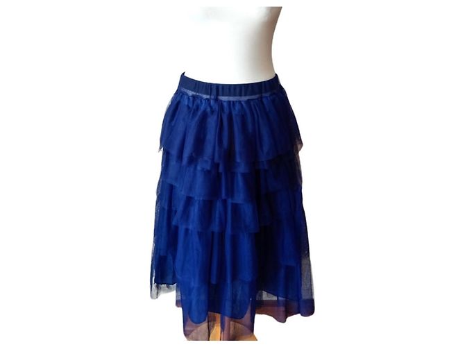 Autre Marque Gonna in cotone blu - vista 4