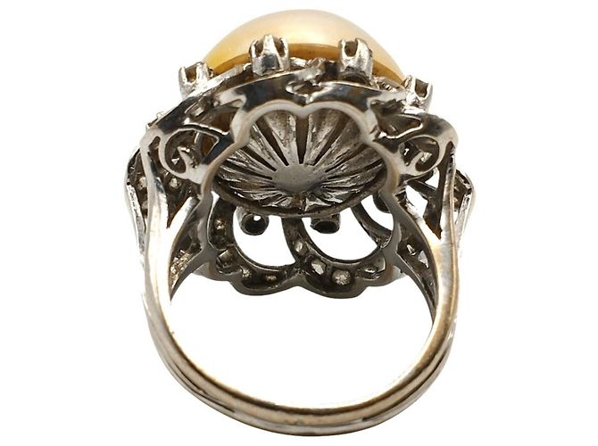 Autre Marque Anello in Oro Bianco con Diamanti e Perla - vista 7
