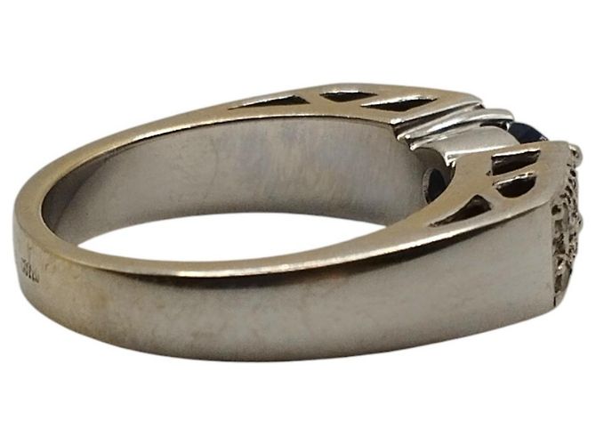 Autre Marque Anello in Oro Bianco con Zaffiro e Diamanti - vista 5