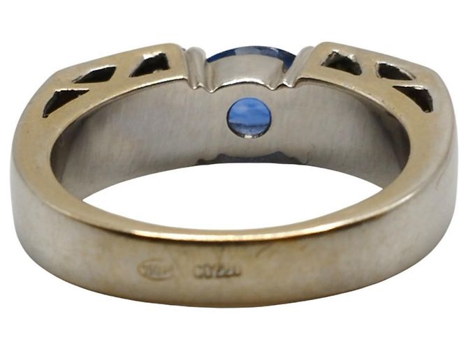 Autre Marque Anello in Oro Bianco con Zaffiro e Diamanti - vista 8