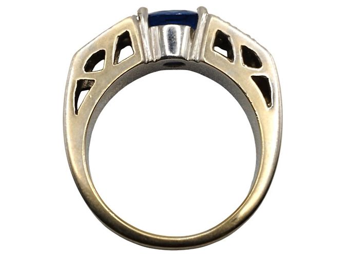 Autre Marque Anello in Oro Bianco con Zaffiro e Diamanti - vista 9
