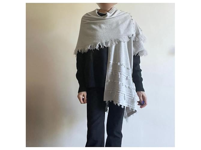 Cape oder Poncho Barrie perlgrau 100% Kaschmir Einheitsgröße - Ansicht 12
