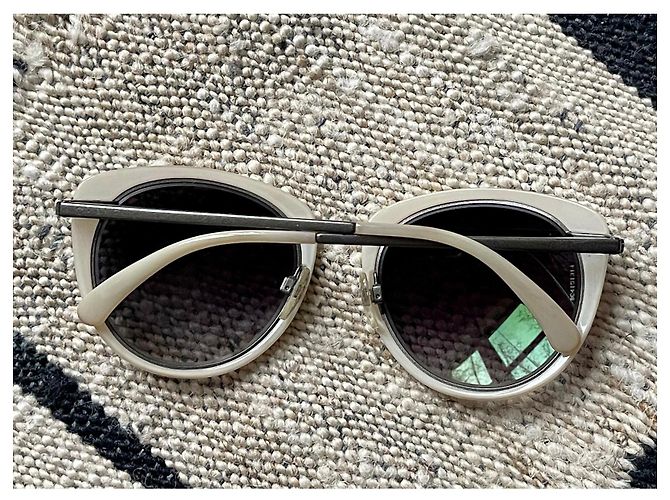 Chanel Runde Sonnenbrille Dunkelgrau und Elfenbeinbeige Größe 50 Anthrazitgrau - Ansicht 10
