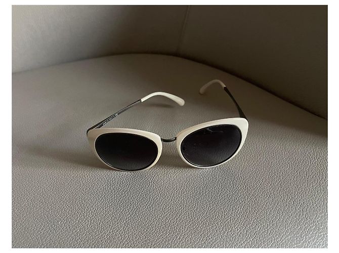 Chanel Runde Sonnenbrille Dunkelgrau und Elfenbeinbeige Größe 50 Anthrazitgrau - Ansicht 2
