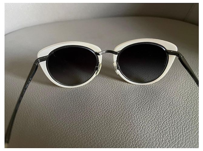 Chanel Runde Sonnenbrille Dunkelgrau und Elfenbeinbeige Größe 50 Anthrazitgrau - Ansicht 3