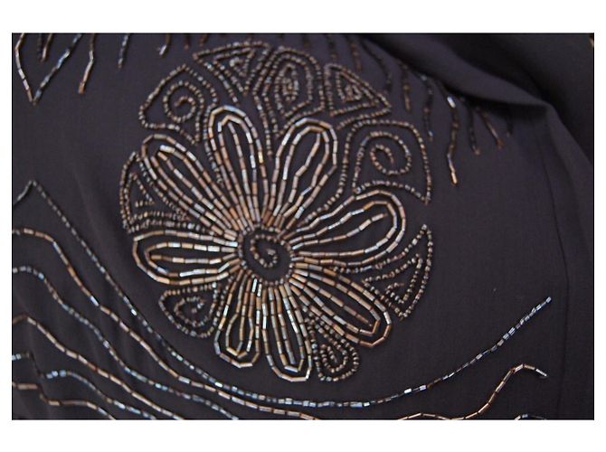 Stola Emanuel Ungaro in seta con ricami in strass marrone - vista 11