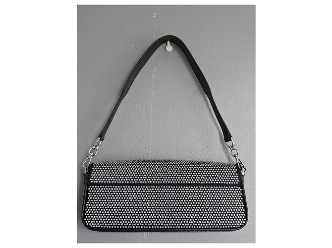 Borsa Baguette STRASS in Nylon e Pelle Nera The Kooples Nero - vista 3