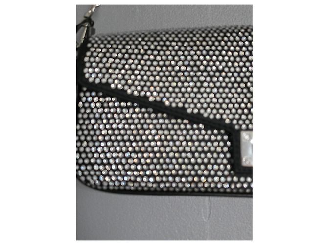 Borsa Baguette STRASS in Nylon e Pelle Nera The Kooples Nero - vista 5