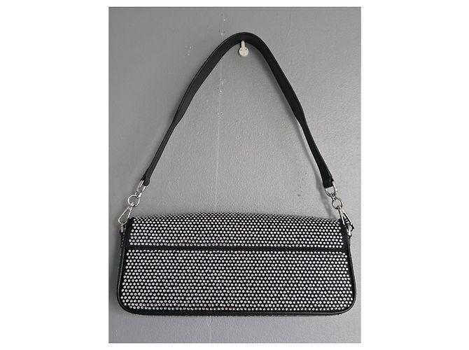 Borsa Baguette STRASS in Nylon e Pelle Nera The Kooples Nero - vista 6