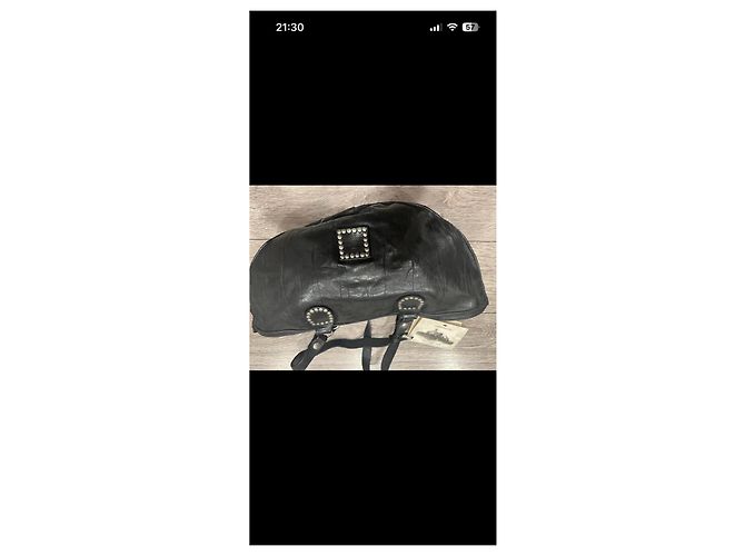 Campomaggi Borsa in pelle nera con borchie Nero - vista 6