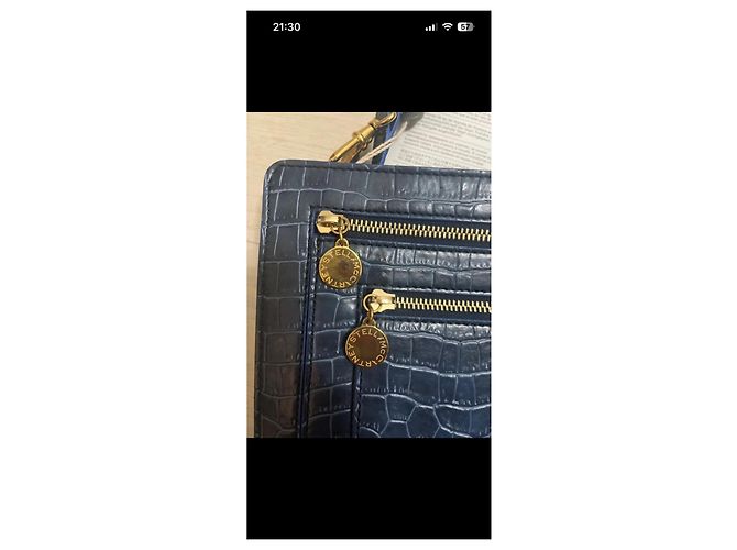Stella Mc Cartney Borsa a tracolla in pelle blu con stampa coccodrillo - vista 2