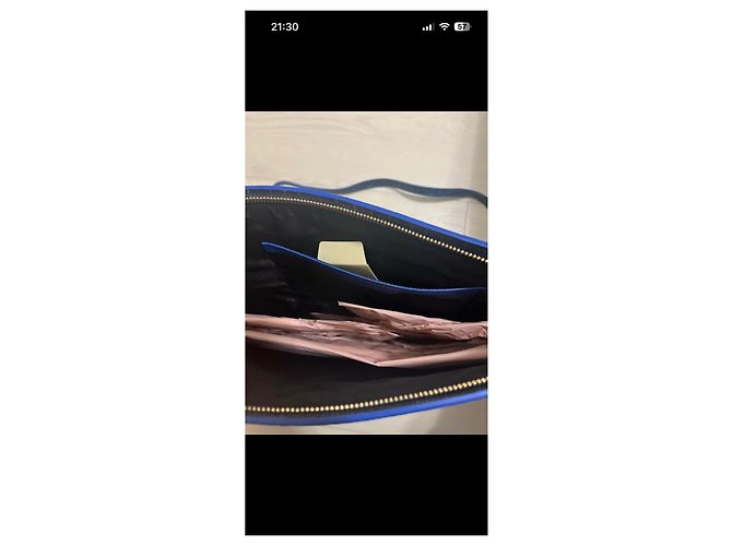 Stella Mc Cartney Borsa a tracolla in pelle blu con stampa coccodrillo - vista 3