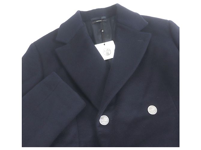 Hermès Cappotto in pelle di agnello parziale Hermes Chester Rosso Blu - vista 2