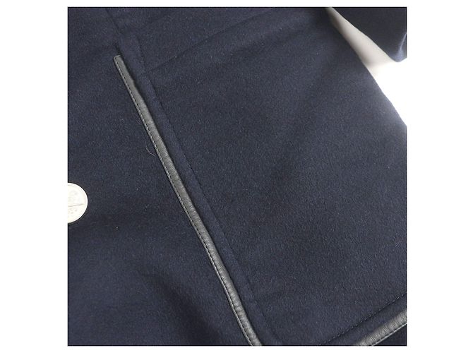 Hermès Cappotto in pelle di agnello parziale Hermes Chester Rosso Blu - vista 5