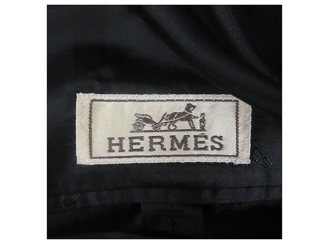 Hermès Cappotto in pelle di agnello parziale Hermes Chester Rosso Blu - vista 7