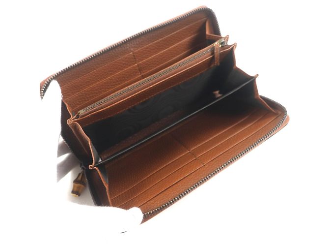 Cartera de cuero Gucci Bamboo Castaño - vista 5