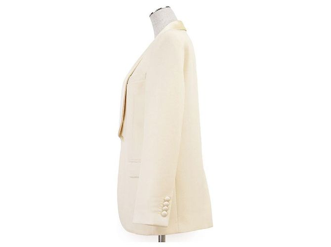 Céline Chaqueta Tuxedo de Lana Mohair CELINE Blanco Crudo - vista 11