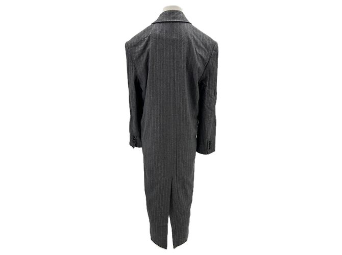 Autre Marque Blazer largo gris rayado "Ido" en lana - vista 2