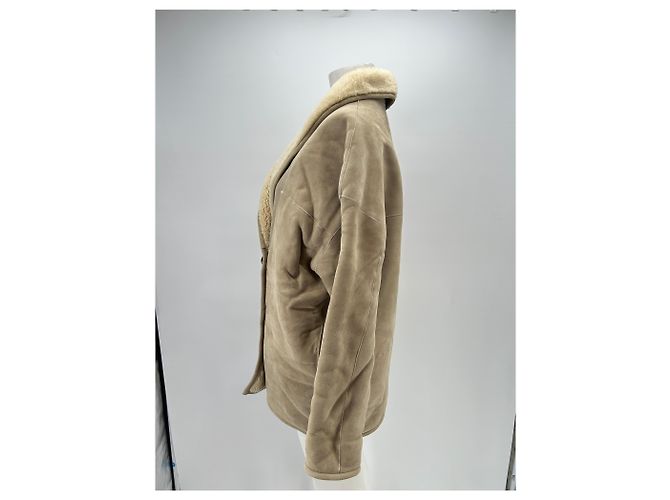 Autre Marque Abrigo beige de shearling - vista 4