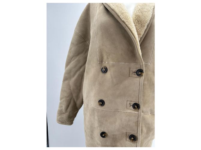 Autre Marque Abrigo beige de shearling - vista 5